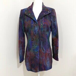 Etcetera Multi-Color Paisley Snap Jacket Coat Boho Artsy Women's Size 8